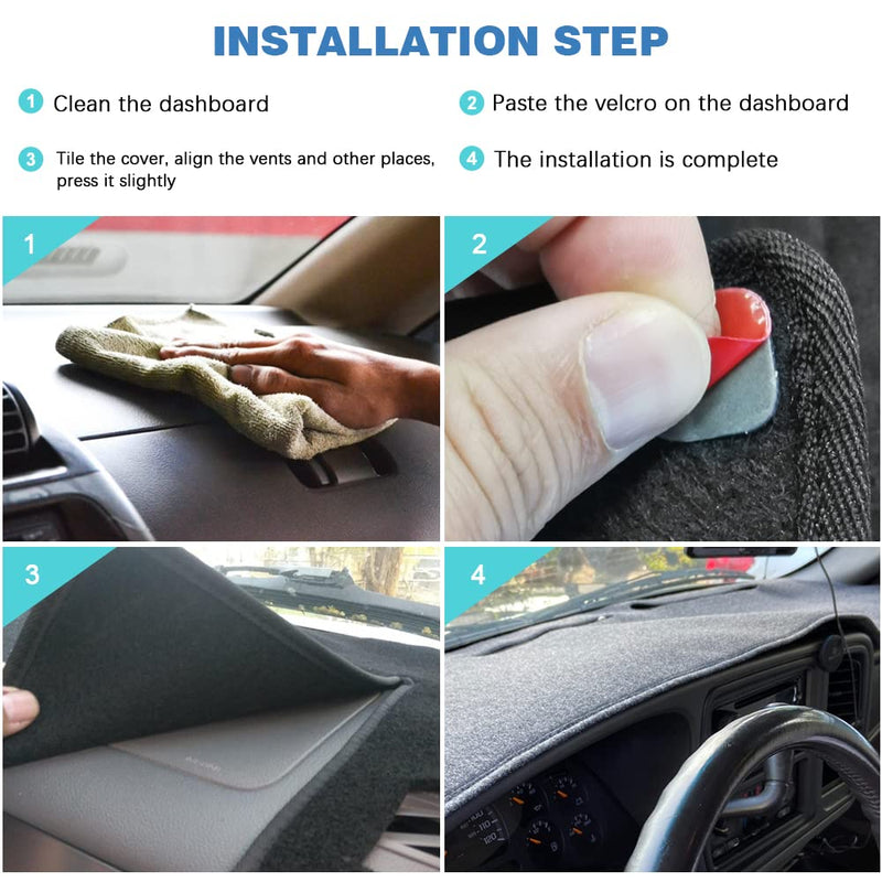 Dashboard Cover Compatible with 2007-2013 Chevy Silverado GMC Sierra with Two Glove Boxes Dash Cover Mat Black Premium Carpet 2007-2013 Silverado and Sierra