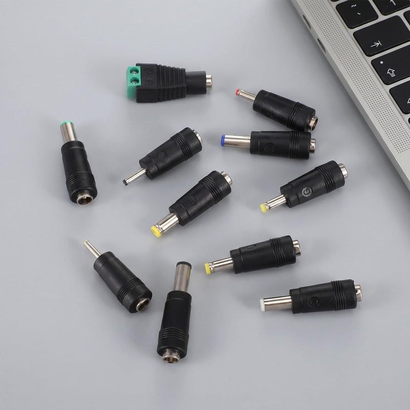 11Pcs DC Adapter Plug Kit, Universal 5.5mm x 2.1mm AC Cord Connector | Power Supply Plug Jack Tips Charger Adapters Set for LED Strip, Laptop, Router, Camera, Bluetooth Speaker& More