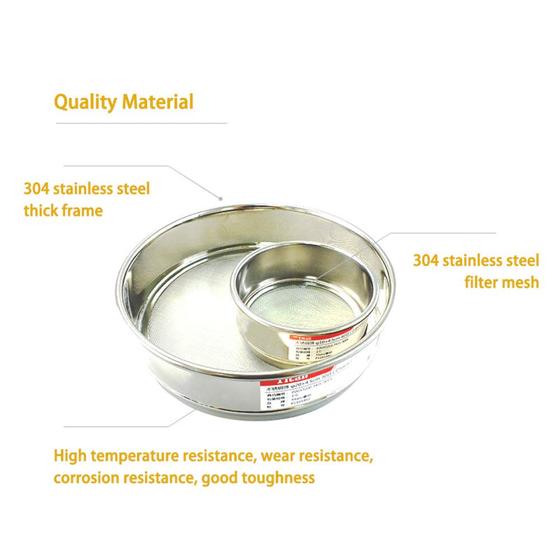 φ20×4.5cm Diameter 10 Mesh 304 Stainless Lab Sieves Economy Test Sieve 304 Stainless Steel Wire Cloth（2mm） 10 Mesh (2mm)