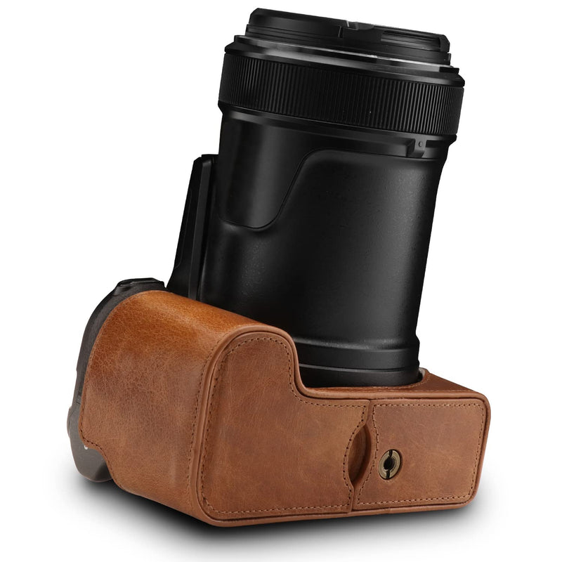 MegaGear MG1534 Nikon Coolpix P1000 Ever Ready Leather Camera Half Case and Strap - Dark Brown, Compact,DarkBrown DarkBrown