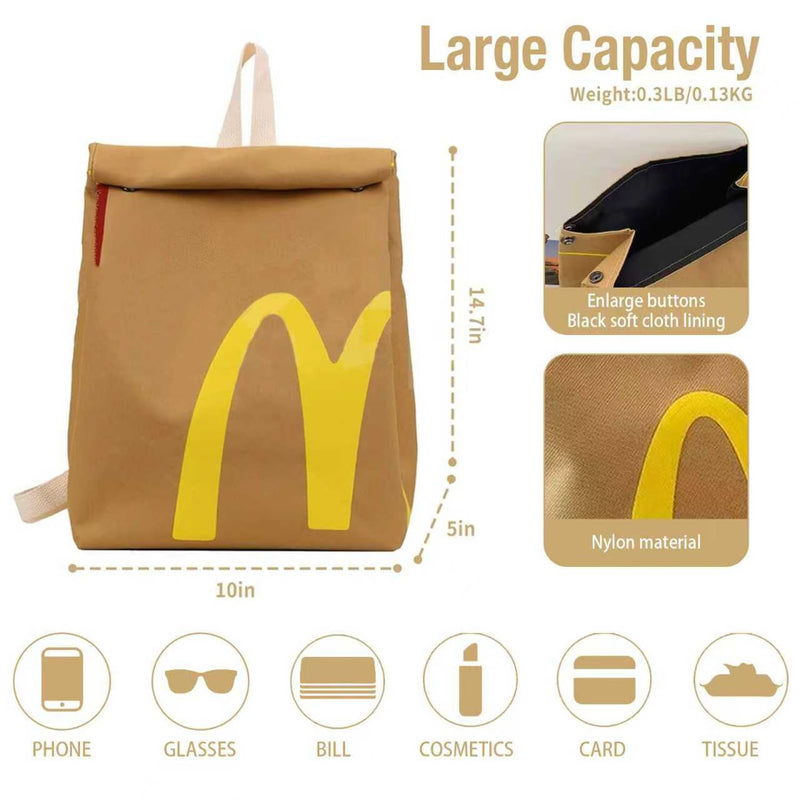 Funny Retro Paper Bag Personalized Large Capacity Crossbody Shoulder Laptop Bag Cute Canvas Bag