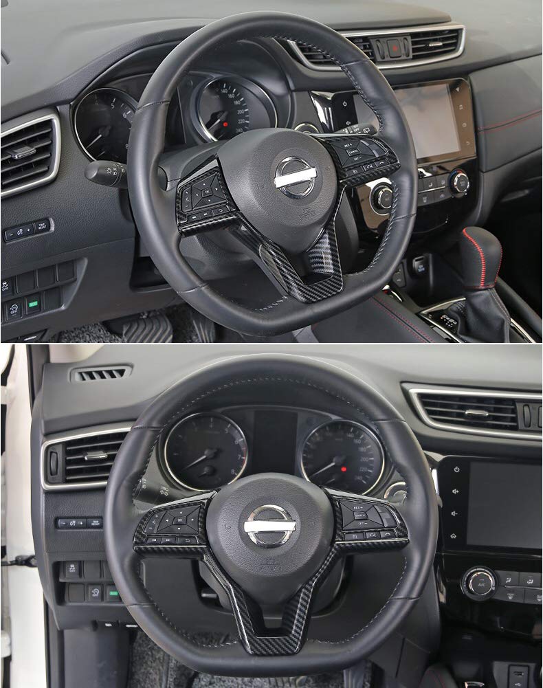  [AUSTRALIA] - MAXDOOL Carbon Fiber Steering Wheel Cover Sequins Frame Trim for Nissan Rogue Altima Sentra Kicks LEAF Versa Interior Accessories(Carbon Fiber)