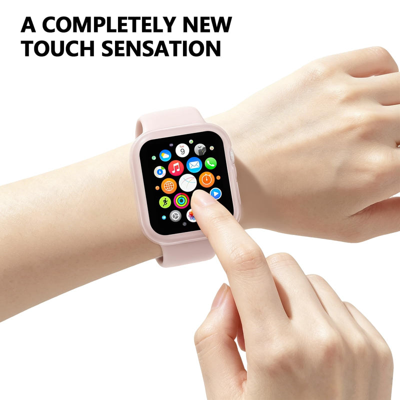 3 Pack Sport Band and Case with Screen Protector Compatible for Apple Watch 44mm 40mm, iWatch Series 4/5/6/SE(Gen 1,2,3), Soft Silicone Strap Bands Protective Cover for Women Black+Pink+Purple 44mm(Series 4/5/6/SE)
