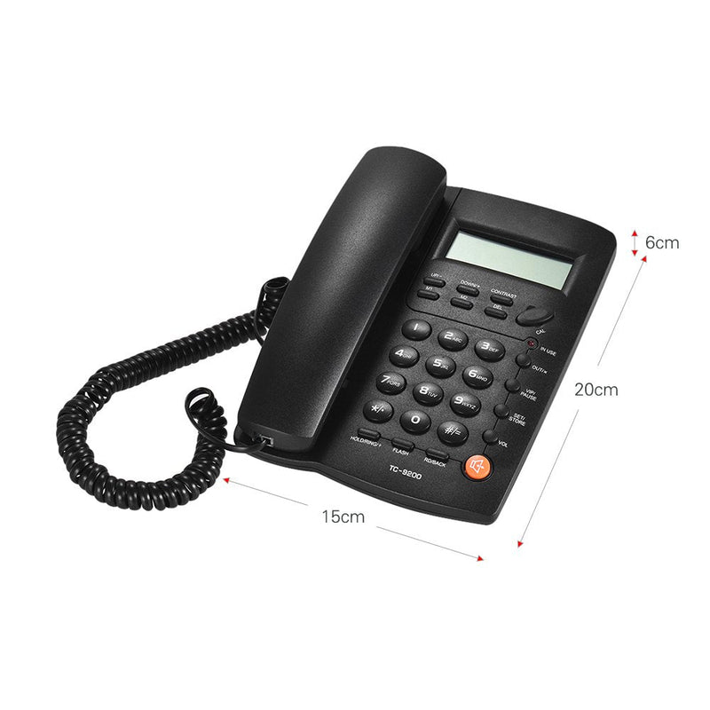 Desk Corded Telephone Phone with LCD Display Caller ID Adjustable Calculator Alarm Clock for House Home Call Center Office Company Hotel