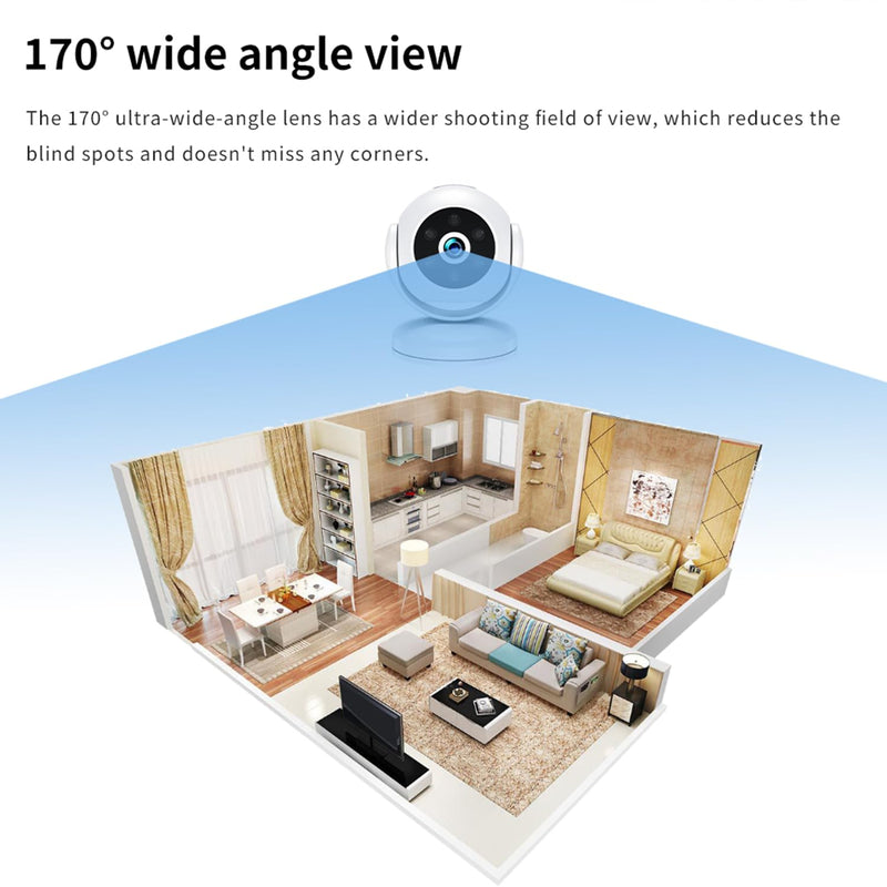 Mini Camera Wireless Indoor Magnetic, 170° Wide Angle Motion Detection IR Night Vision Quad Screen Surveillance Magnetic Bracket Suitable for Pet/Baby/Nanny Monitor