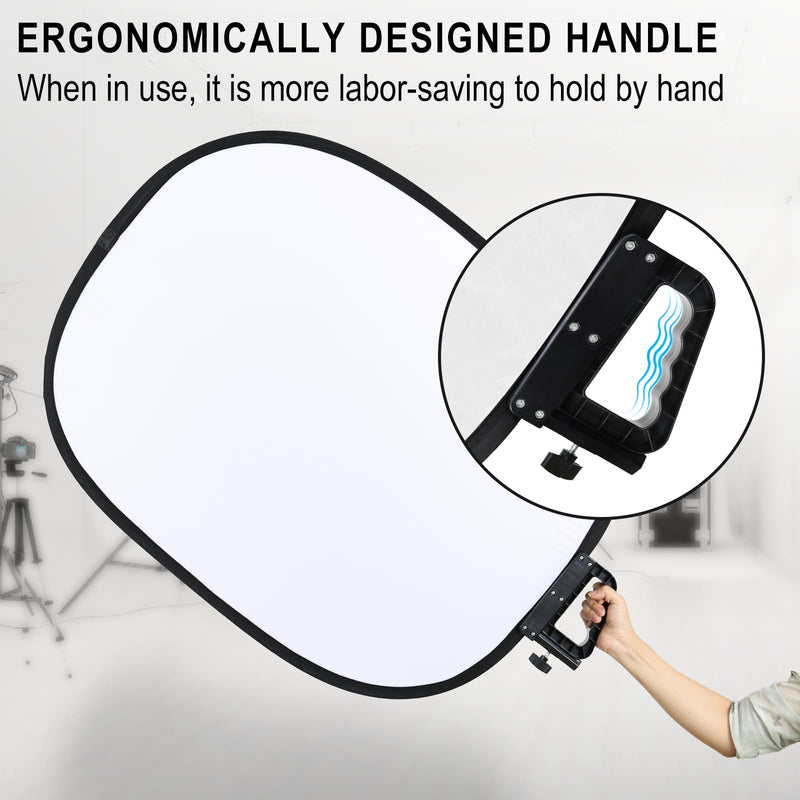 5 in 1 Photography Reflector 27x35inch (72x90cm) Collapsible Light Reflector with Handle & Connection Adapter,Portable Light Reflectors Diffuser Panel Photography Kit for Studio Video&Outdoor Lighting 72x90cm / 27x35inch