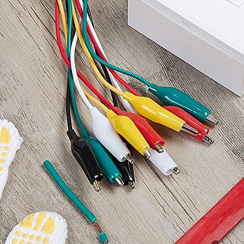 WG-026 10-Piece Test Lead Set with Alligator Clips, 22 AWG, 20.5-Inch, 5 Colors Copper Wire Soldered and Stamped Alligator Clips，Testing Probes, Crocodile Jumper Wires Cable for Electrical Testing 5 PACK