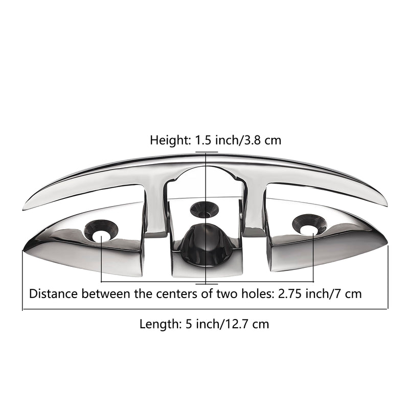 TINGZHIGO Folding Boat Dock Cleat 5 inch or 6 inch, Heavy Duty Flip Up Dock Cleat, 316 Stainless Steel, with Screws and Locking Nuts