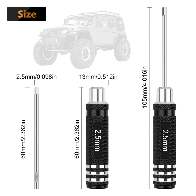 RC Tool Kit,7PCS Hex Precision Screwdriver Set with 0.9/1.27/1.3/1.5/2.0/2.5/3.0mm Hobby Tools Hexagon Wrench Repair Tools Compatible with SCX24 Traxxas Redcat RC Cars Trucks Clear