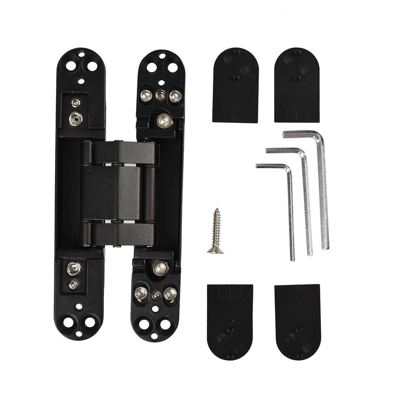 TamBee Hidden Hinges Concealed Door Hinge - Black, Zinc Alloy, Invisible, 3 Way Adjustable for Hidden Door, Bookcase Door and Secret Doors 6 Inch (1 Hinge) 6inch 1pc