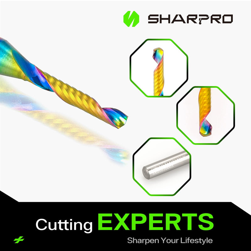 O Flute Upcut Spiral Router Bit 1/4 Inch Shank 1/8" Cutting Dia. 3/4" CL. 2-1/2"OVL. Carbide Single Flute CNC Router Bit, Ideal for Aluminum, Plastic, Acrylic, Wood, MDF and PVC 1/8"DIA - 3/4"CL - 1/4"SHK
