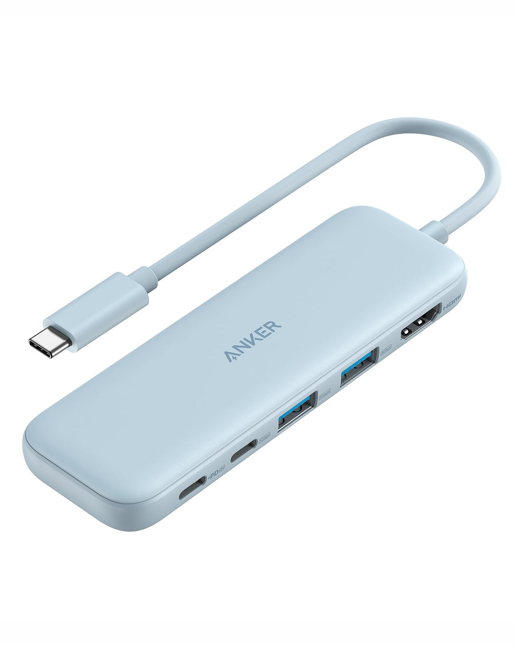 Anker 332 USB-C Hub (5-in-1) with 4K HDMI Display, 5Gbps USB-C Data Port and 2 5Gbps USB-A Data Ports and for MacBook Pro, MacBook Air, Dell XPS, Lenovo Thinkpad, HP Laptops and More(Blue) Blue