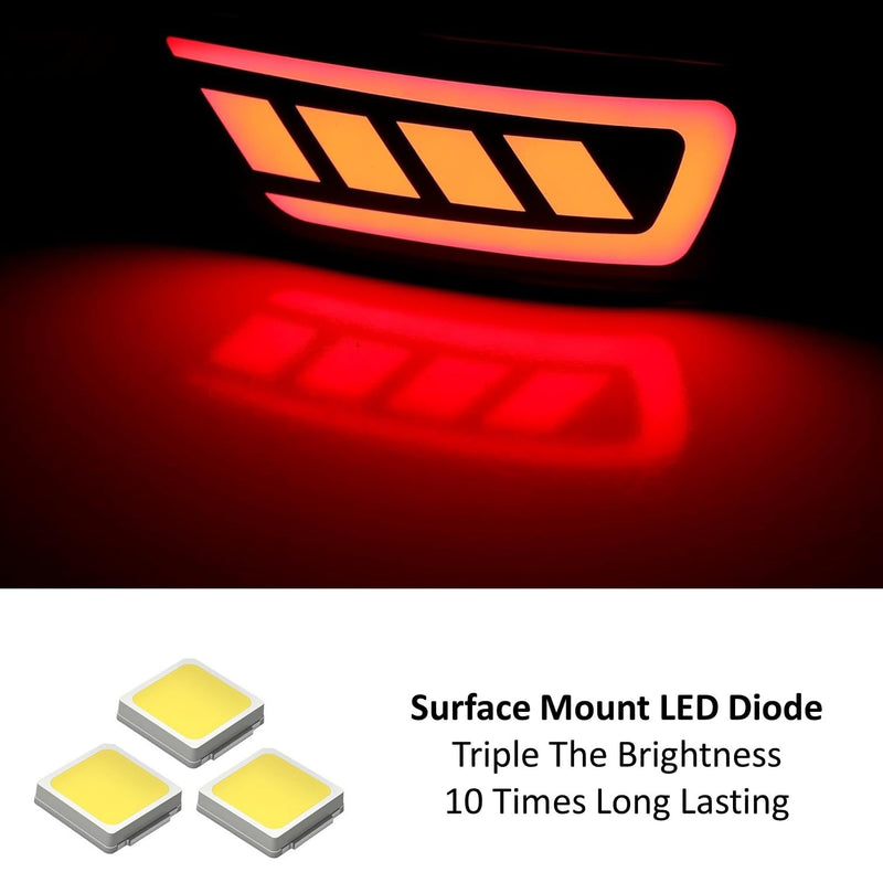 iJDMTOY Dark Red Lens Full LED Rear Bumper Reflector Lights Compatible With Jeep WK2 Grand Cherokee, Patriot, Compass, Dodge Journey, Function as Tail/Brake & Sequential Blink Turn Signal