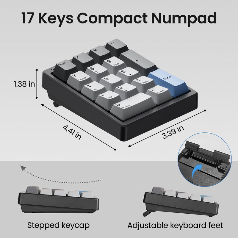 Kisnt MF17 Mechanical Numpad for Excel Financial Data Entry | QMK/VIA Programmable, Wired 17 Keys Hot Swappable, Custom RGB with PBT Keycaps for Laptops PC Compact Keyboards (Black) Black
