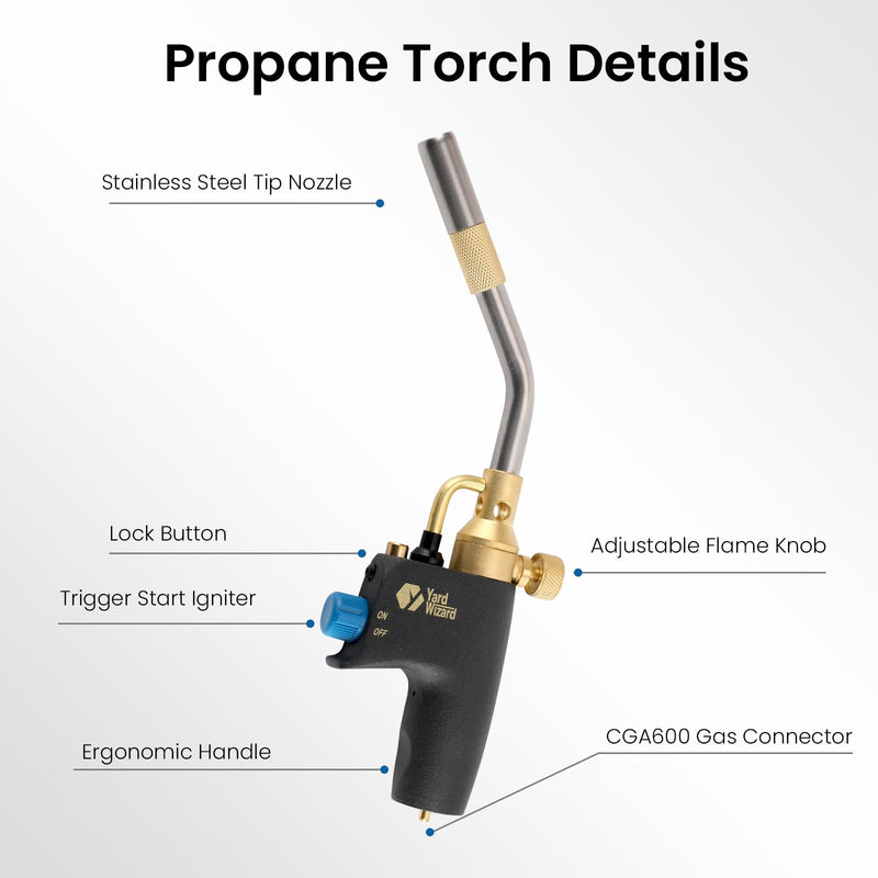 Propane Torch Head, Map Gas Torch with Igniter and Flame Adjustable, Hand Blow Torch with Fuel by Propane MAPP MAP PRO Gas, for Plumbing Soldering Lighting Campfires and Grills (CSA Certified)