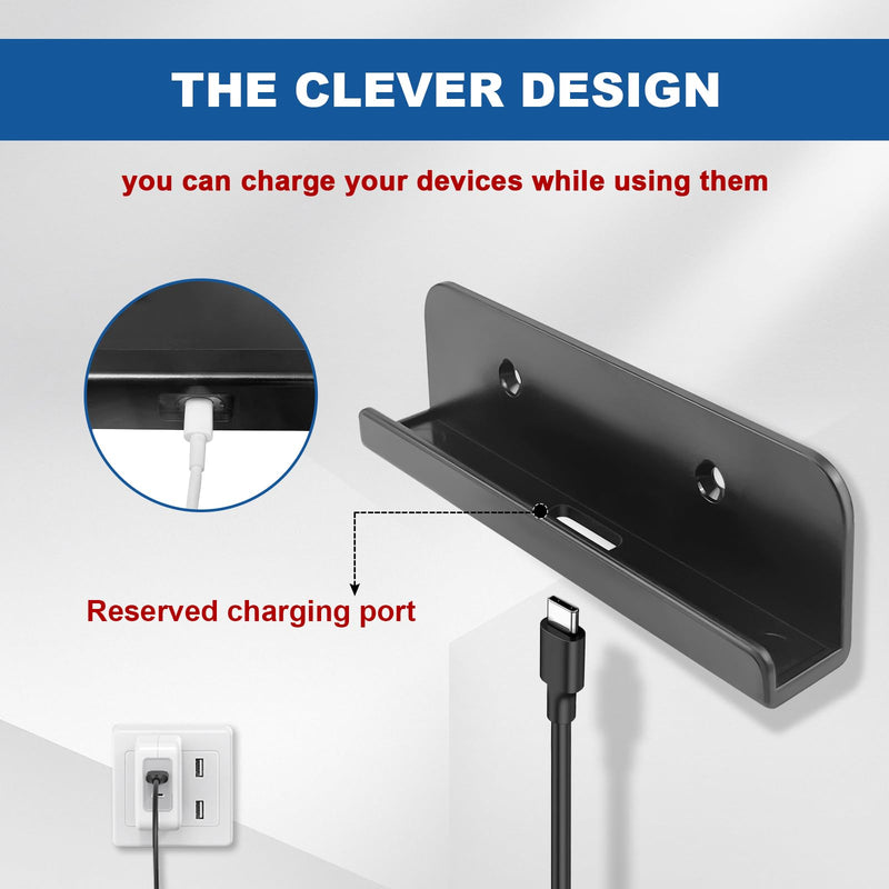 RUKUHOT Universal Wall Mount for Tablet, Phone, eReader and Remote Control, Holder Stick on Wall, compatible with iPad, iPhone, Samsung, Surface, Huawei, Xiaomi, Lenovo. Adhesive or Screw Installation