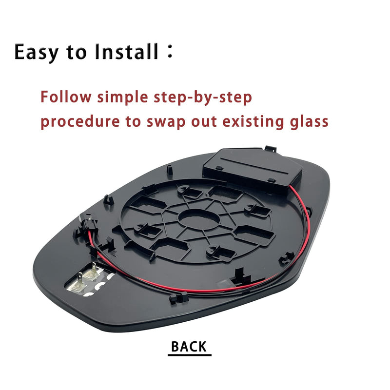 Driver Side Heated Mirror Glass Replacement For 2007-2013 Cadillac Escalade Yukon Suburban Silverado GMC Sierra Tahoe Avalanche Sierra - Side Mirror with Rear Holder and Turn Signal Left (Driver Side)