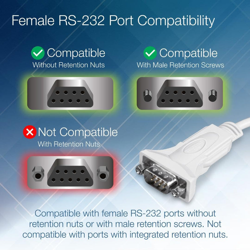 TRENDnet USB to Serial 9-Pin Converter Cable, Connect a RS-232 Serial Device to a USB 2.0 Port, Supports Windows & Mac, USB 1.1, USB 2.0, USB 3.0, 21 Inch Cable Length, Plug & Play, White, TU-S9 USB to Serial | 2ft