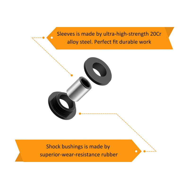 Shock Bushing 16pcs & Bearing Sleeve 8pcs Kits All 4 Absorber for Arctic Cat 250 300 375 400 500 650 700 Bearcat 454, OEM# 0604-310 0403-028