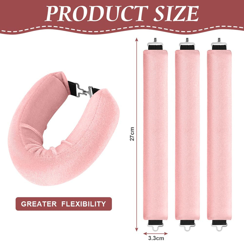 LOPHE 3 Pcs Heatless Hair Curler, Heatless Curls Blowout Rods Headband for All Hair Types, Soft Hair Roller Rods with Hook, Overnight Heatless Hair Curlers, Women Long Hair Styling Tools, Pink 3Pcs-Pink