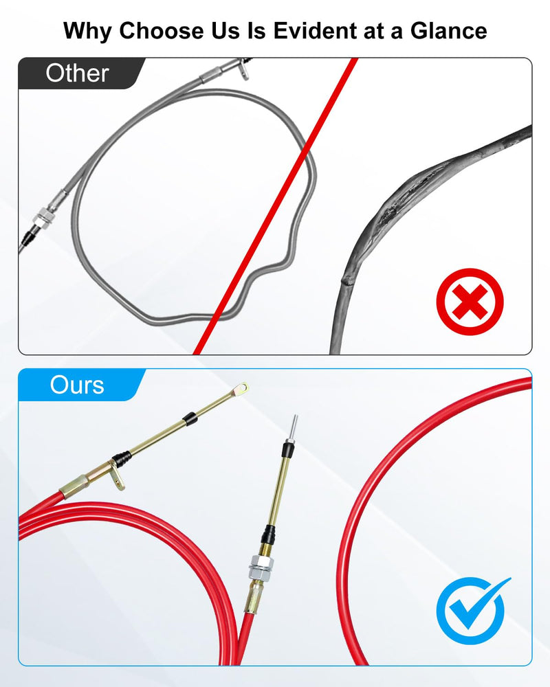 80833 Shifter Cable Fit for B&M Transmission Shift Lever with Eyelet End, 5ft Long Automatic Transmission Shifter Cable AF72-1002 BMM-80833 0.375 Inch Outer Diameter Red Replace 80605
