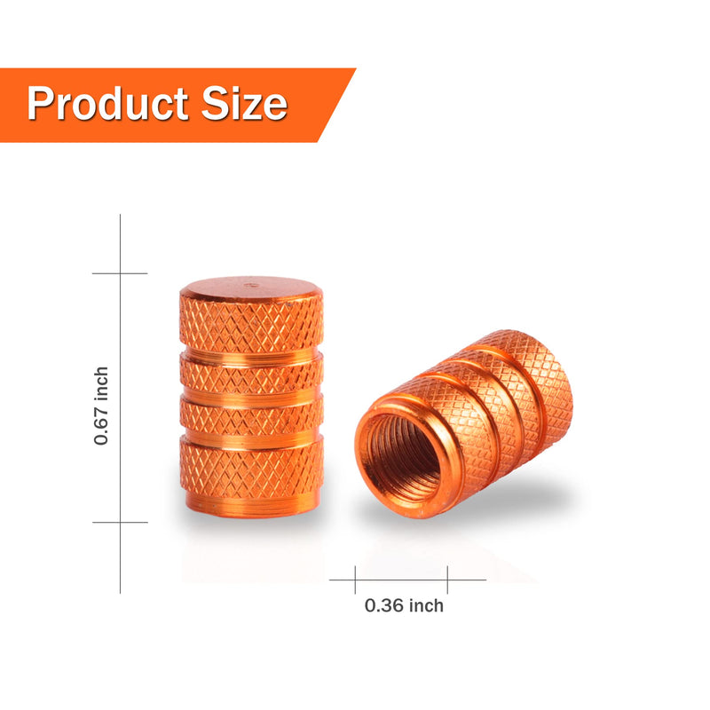 SINGARO 12PCS Tire Valve Stem Caps, Car Exterior Accessories, Aluminum Alloy Valve Cover Universal for Cars, Trucks, Motorcycles and Bicycles (Orange) Orange