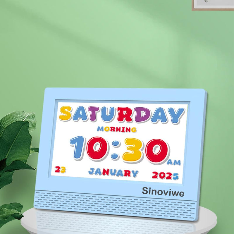 Digital Alarm Clock with 7'' HD Screen, Calendar Function,It is Perfect for Kids Aged 3-18 Years Old with Remote Control and Custom Reminder Function for Birthdays Blue