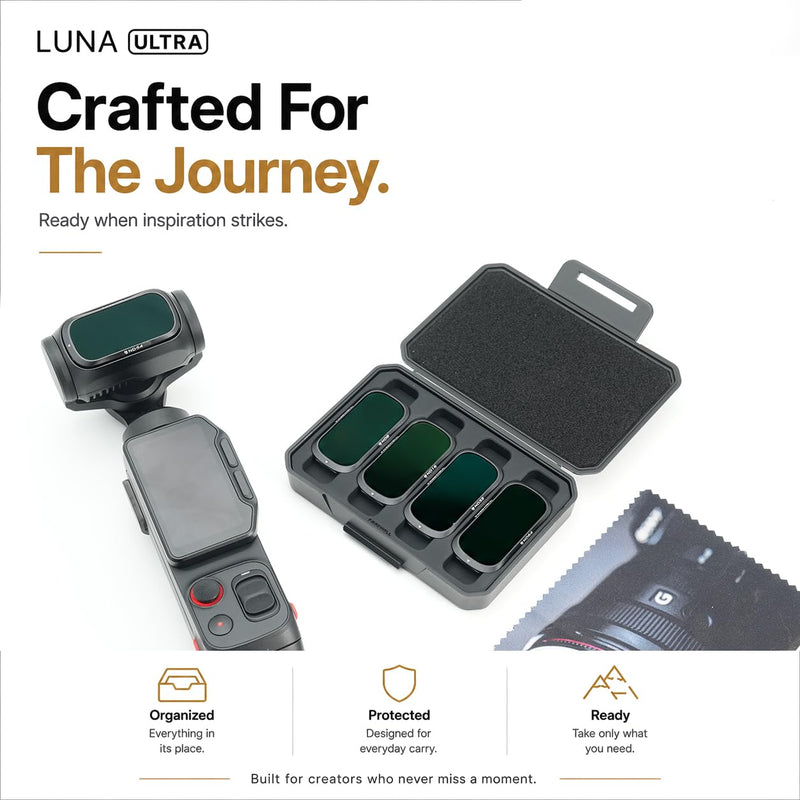 Freewell Standard Day ND Filter Kit for Insta360 Luna Ultra | Includes ND8, ND16, ND32, and ND64 filters for cinematic shutter control in daylight. Standard Day Kit