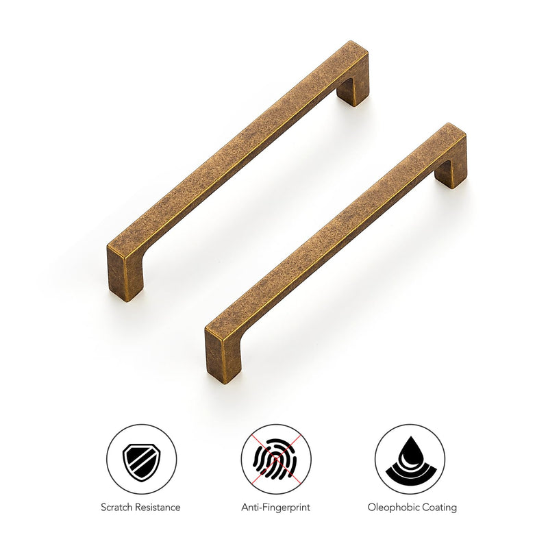 Ravinte 10 Pack Solid 5 Inch Kitchen Square Cabinet Handles Antique Brass Pulls Drawer Pulls Kitchen Cabinet Hardware Handles 5 Inch Hole Center