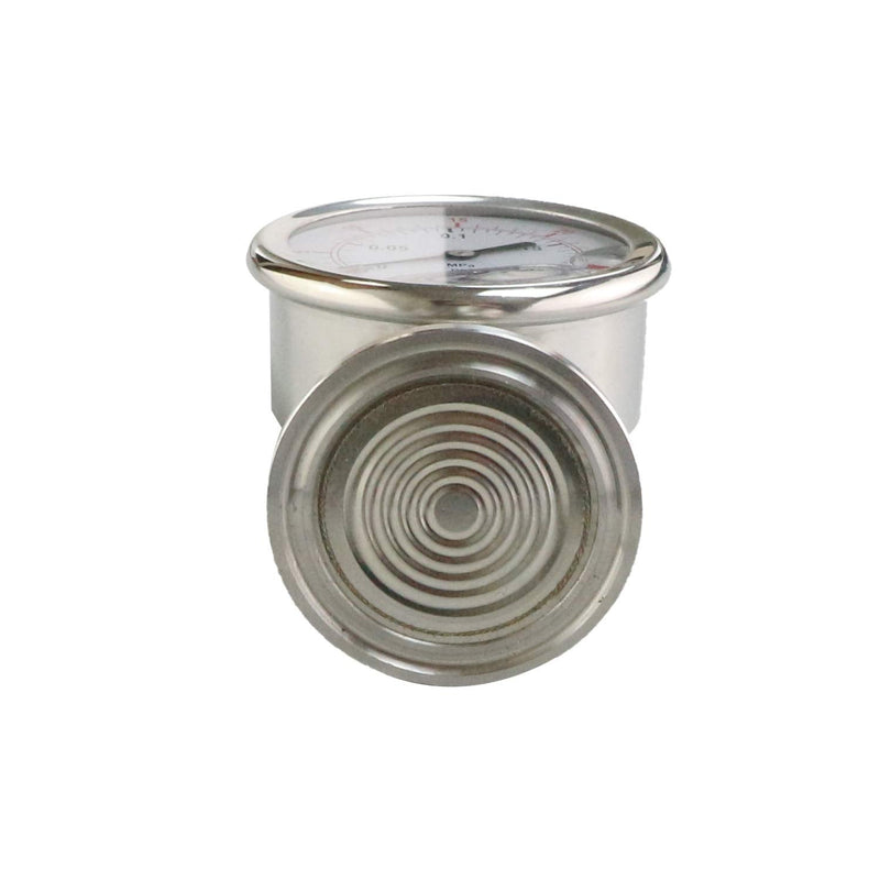 Stainless Steel 2.5" Dial Sanitary Pressure Gauge, Glycerin Filled. 0-30 PSI Range, 1.5" Tri Clamp Bottom Mount