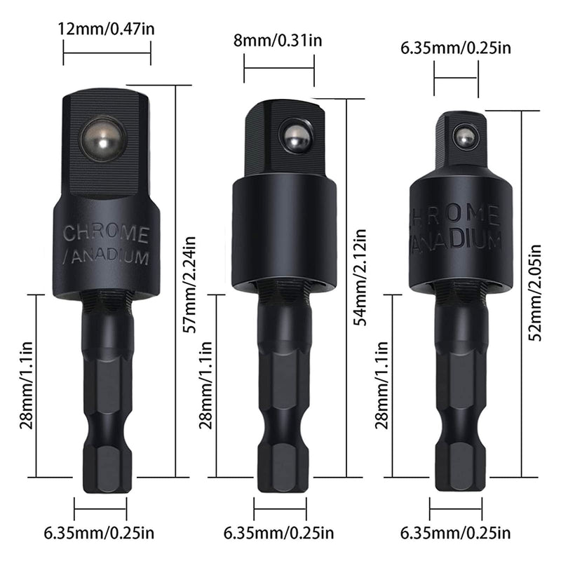 17Pcs Flexible Drill Bit Extension, Include 3Pcs Rotatable Socket Adapter 2Pcs Hex Shank 105° Right Angle Drill Attachment 10 Short Screwdriver Bits 90° Angled Bits and Bendable Extension 17*black