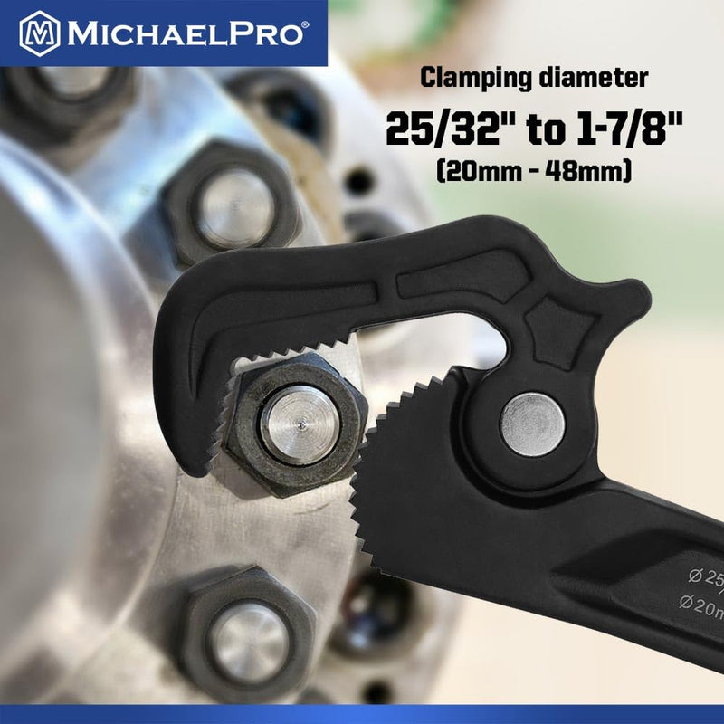MichaelPro Self Adjusting Pipe Wrench, 14 Inch Multi-Function Spanner Adjustable Plumbing Wrench, Clamping Diameter Up to 1-7/8 Inch (48mm), Adjusting Wrench with Swivel Head 25/32" – 1-7/8"