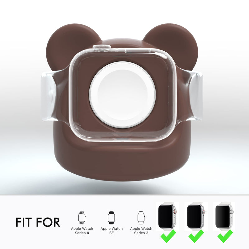 Monitor Stand Riser, Cloud-Shaped Sturdy Wood Computer Monitor Riser, Laptop Monitor Stand+Bear Charger Stand Silicone Dock Holder for Apple Watch Series