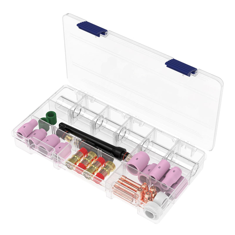 YESWELDER 49Pcs TIG Welding Torch Stubby Gas Lens #10 Pyrex Glass Cup Kit For WP-17/18/26