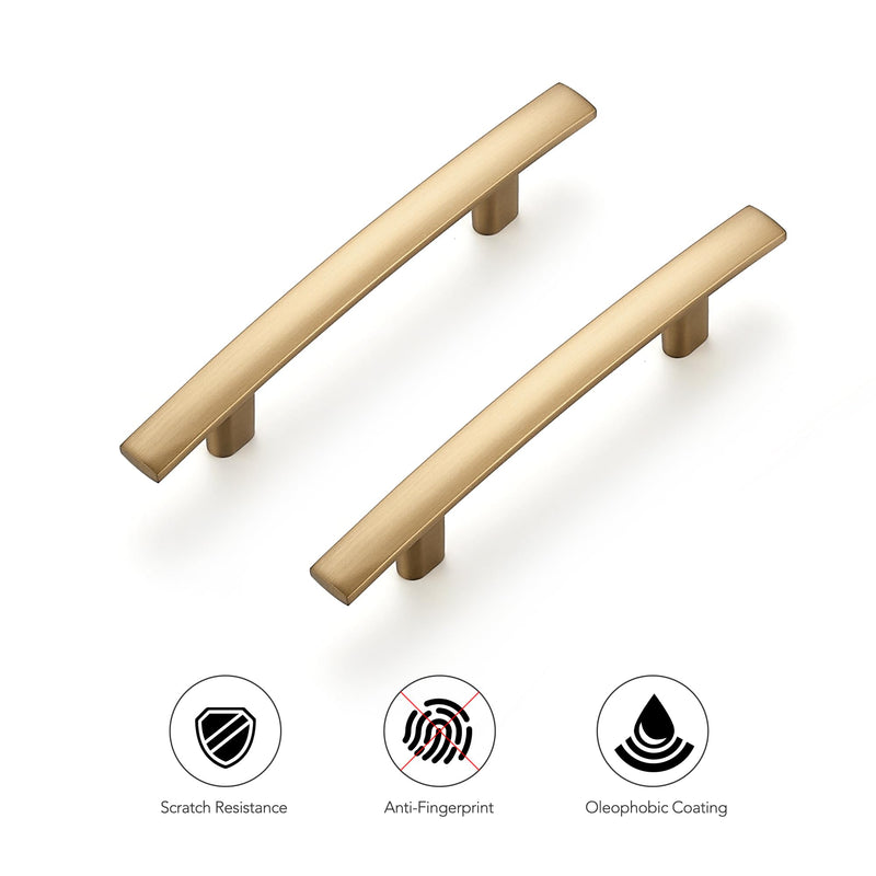 Ravinte 10 Pack Solid 3 Inch Hole Center Cruved Bar Cabinet Handles 5-3/16” Length Kitchen Cabinet Pulls Black Drawer Pulls Kitchen Hardware Champagne Bronze Dresser Pulls for Cupboard