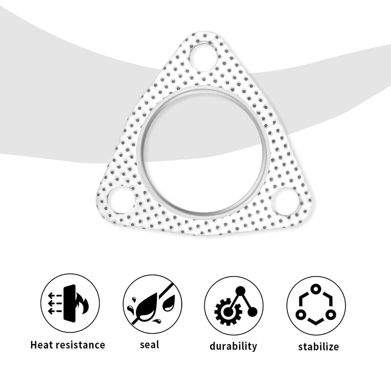 2PCS 2" Exhaust Gasket Set,3-Bolt Exhaust Flange Gasket with High Sealing,Multifunctional Car Accessories Header/Muffler/Catalytic Converter Gaskets for Most Cars,Trucks,SUVs (2") Triple-hole 2"