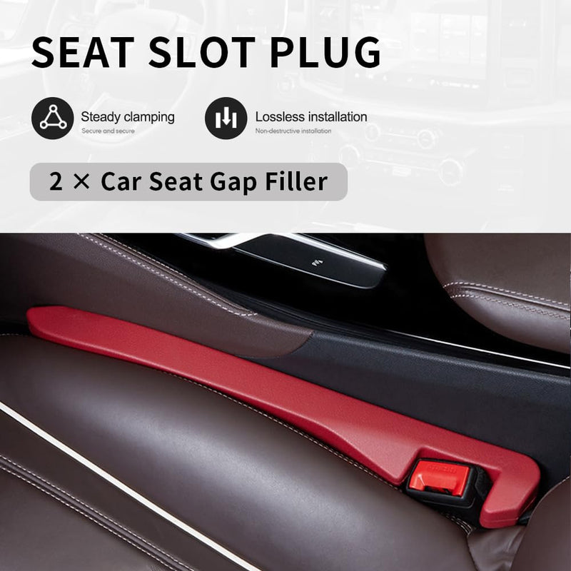 2PCS Car Seat Gap Filler,Flexible Seat Gap Organizer Between Seats for Tightly Filling Seat Gaps,Universal Car Side Seat Gap Filler Interior Car Accessories for Women & Men (Red) Red