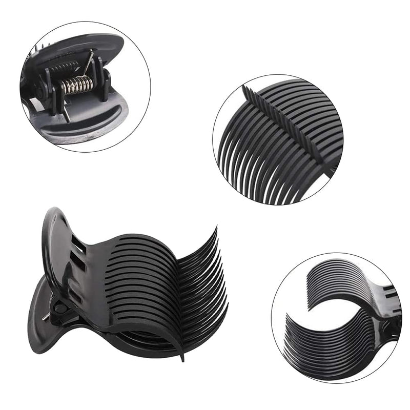 12 Pcs Hot Roller Clips Plastic Hair Curler Claw Clips Hair Section Stylings for Women Girls (Black)