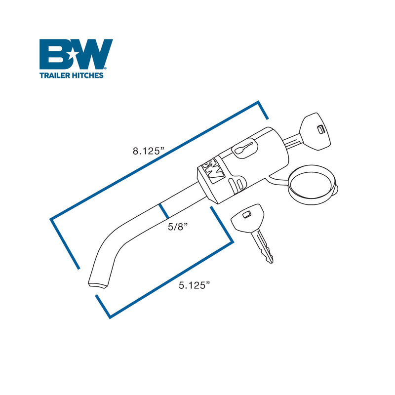 B&W Trailer Hitches Receiver Hitch Lock - Fits 2", 2.5" & 3" Receivers - TS51230