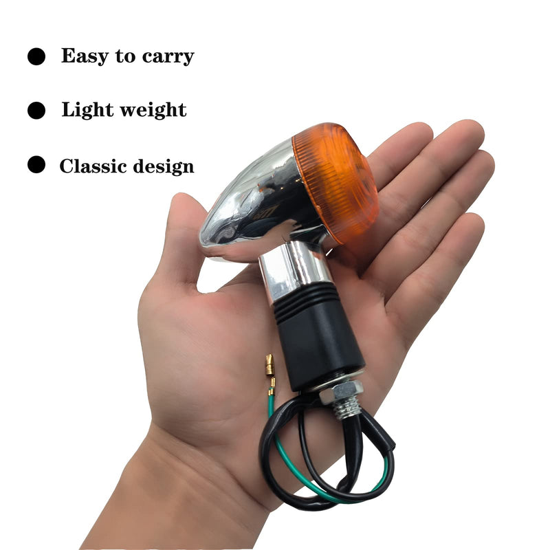 Universal 4pcs Motorcycle Turn Signals Chrome Bullet Front Rear Lights Compatible with Harley Honda Suzuki Yamaha Kawasaki Motorcycle Bobber Chopper Amber