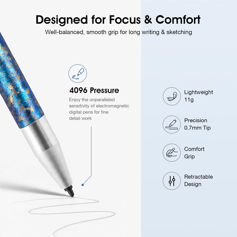 Titanium Magnetic EMR Stylus for E-Ink Devices, Retractable Magnetic Digital Pen with Precision Fine Tip, Lightweight Writing Pen Compatible with Remarkable 2, Kindle Scribe, BOOX, Supernote,Blue Blue