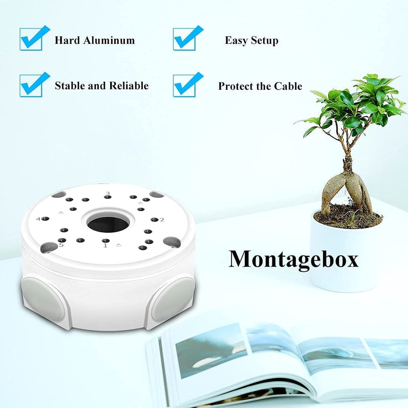 Metal Aluminum & Waterproof Junction Box Mount Bracket, Universal for Bullet Security Camera, Aluminum Waterproof Hide Cable Junction Box Compatible with Solar Panel, Fits Wall Ceiling