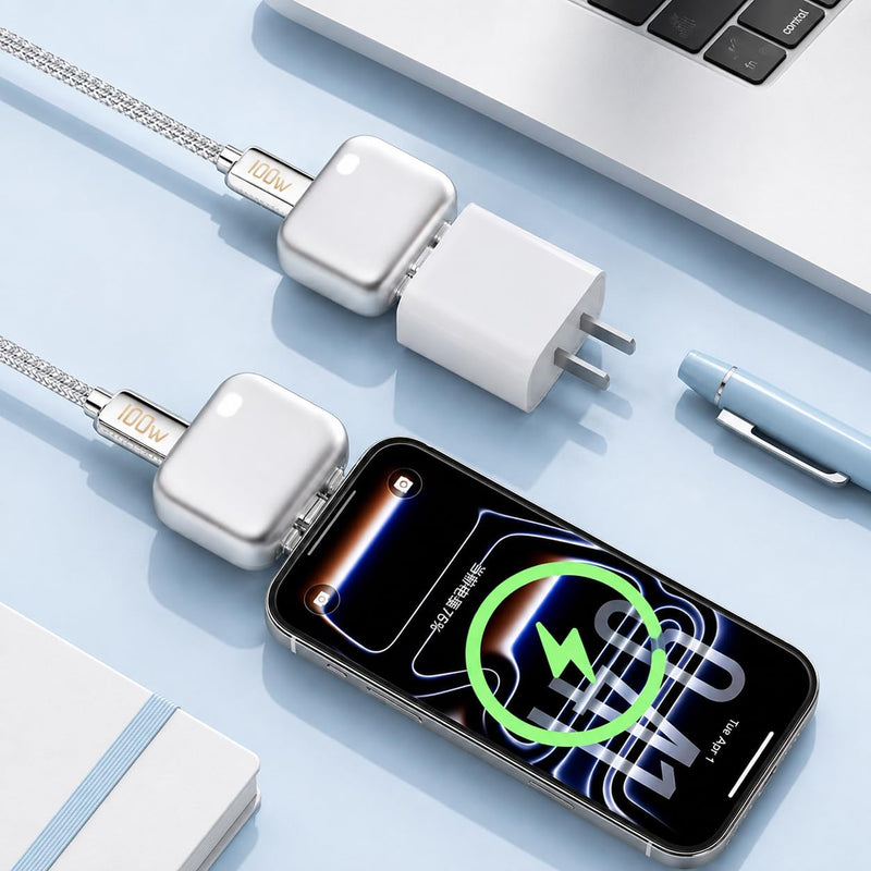 Auto Stop Charging Adapter – USB-C Fast Charger with Power Separator | Smart Physical Disconnect Charger for Battery Protection, Compatible with iPhone 17/16/15 Pro Max, Laptops, Tablets