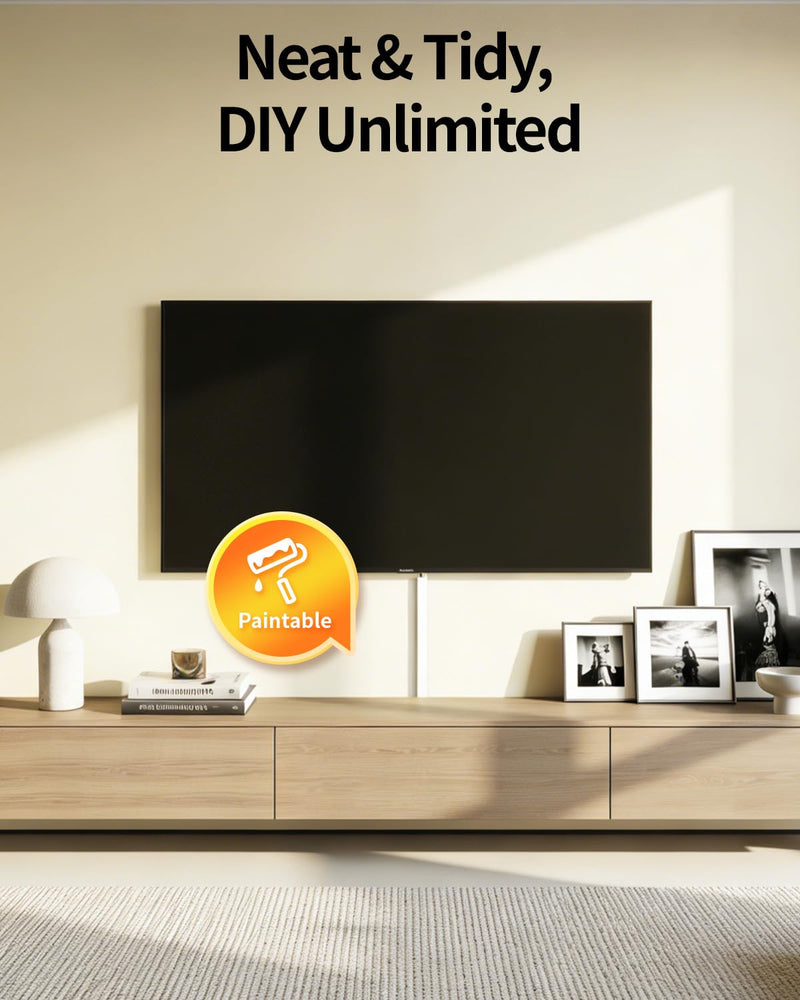Yecaye 70.8in Large Cord Hider, W1.18in H0.67in, White | Wire Covers for 3-4 Cords on Wall, Cord Hider Wall, TV Cord Hider Kit, Paintable