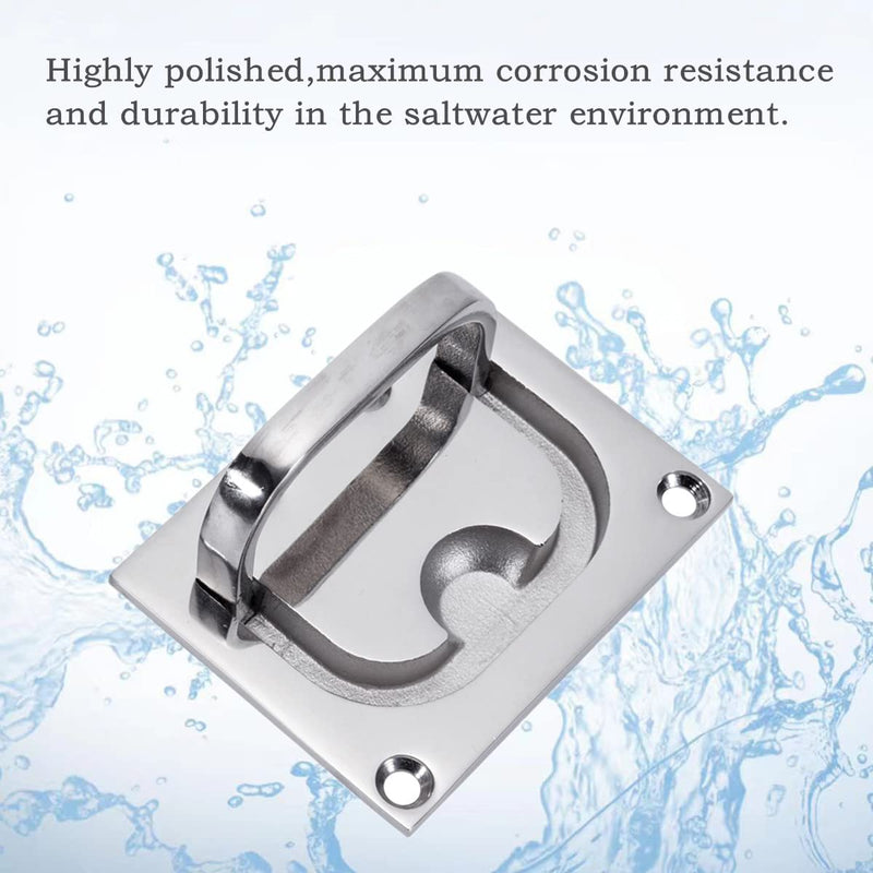 2 Pack Stainless Steel Flush Mount Pull Ring, Recessed Boat Hatch Lifting Handle, 316 Marine Grade Heavy Duty Deck Access Latch for Yacht, RV, Cabinet, Floor Door, with Mounting Screws