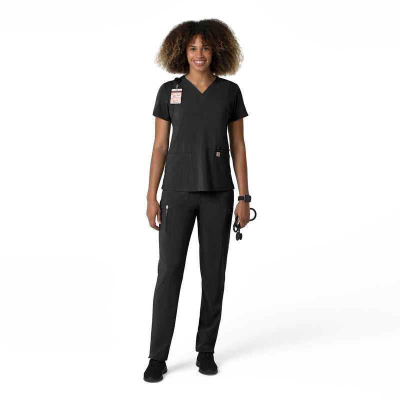 Carhartt Scrubs for Women Force Cross-Flex Straight-Leg Cargo Pants with Drawstring and 7 Pockets Medium Black