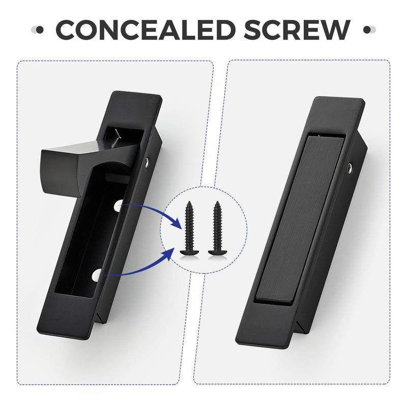 JOY DECOR Pocket Door Pull Handle, Edge Pull, Matte Black Flush Mount for Sliding Doors (4 Pack) 4