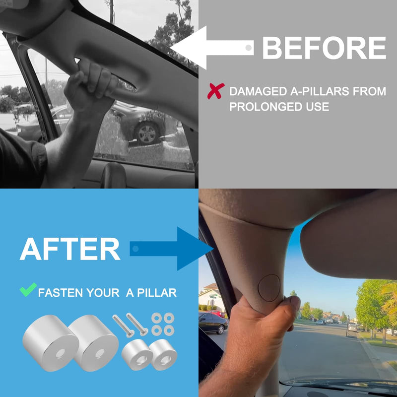A Pillar Grab Handle Repair Upgrade Kit Compatible with 2002-2009 Dodge Ram 1500 2500 3500 Aluminum Material - Silver