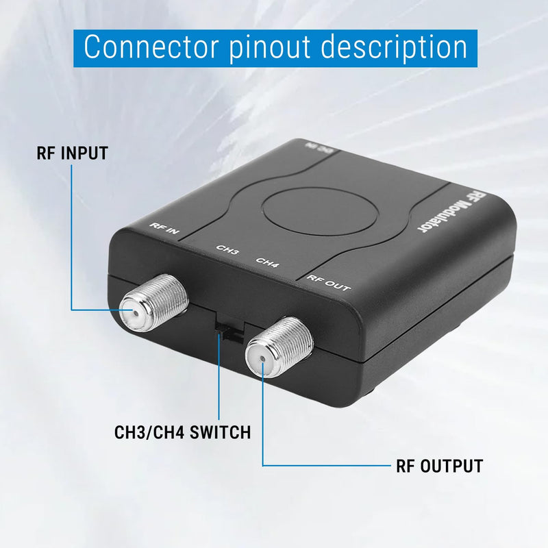 HDMI to RF Modulator for TV Game Console | Plug and Play Coax RF Converter for TV, 1080P PLL Control NTSC Output CH3/CH4 RF Converter for Antenna TVs and Game Consoles