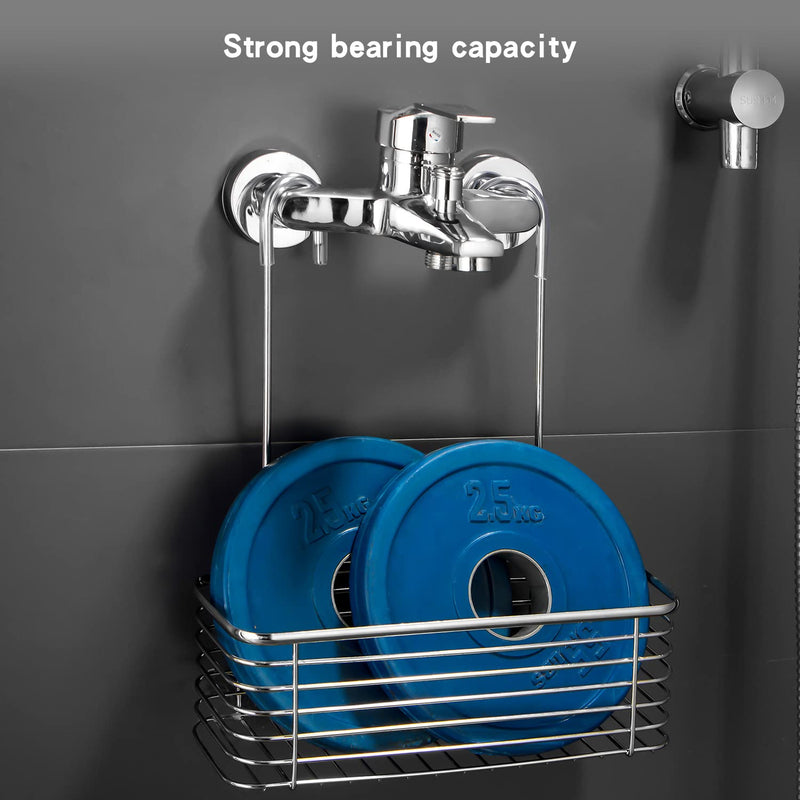YQh hanging shower rack, bathroom storage rack, shampoo bracket, the back hook can be rotated, and can be hung on the faucet or Claw foot bathtubcross bar, 304 stainless steel rust proof and durable single layer shelf